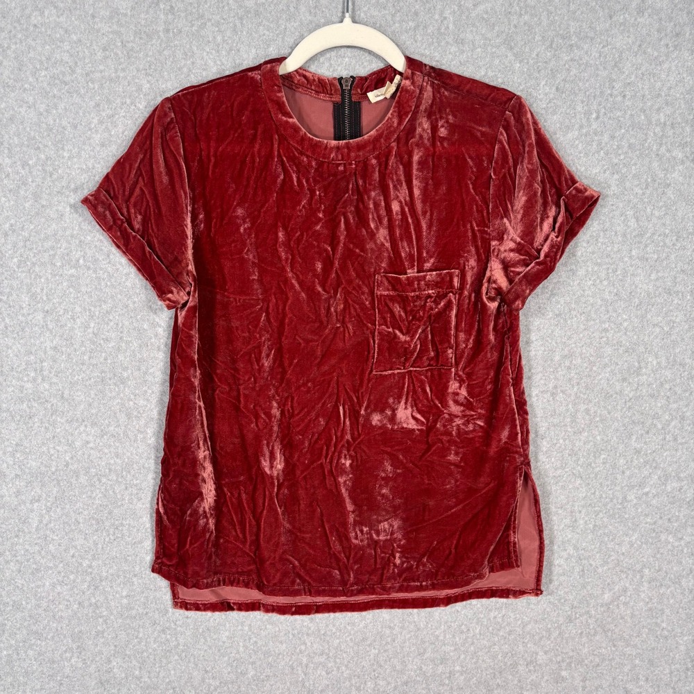 Urban Outfitters Crushed‎ Velvet Top Tee Small Rust Burnt Y2K Boho Whimsigoth